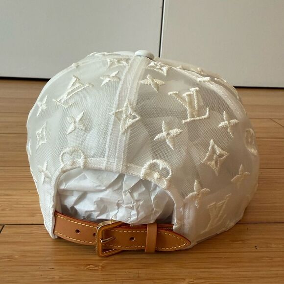 LOUIS VUITTON White Mesh Hat Large Size AUTHENTIC - Picture 6 of 16